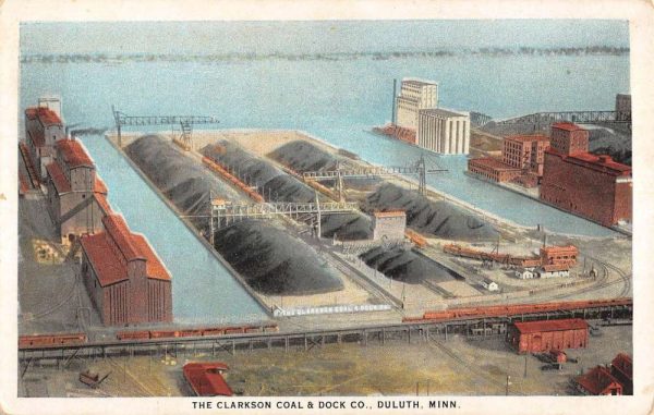 Duluth Minnesota Clarkson Coal Dock Co Birdseye View Antique Postcard K105276