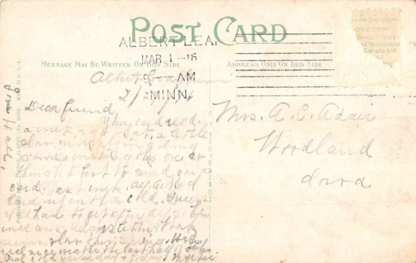 Albert Lea Minnesota Fountain Street Scene Antique Postcard K105278 - Image 2
