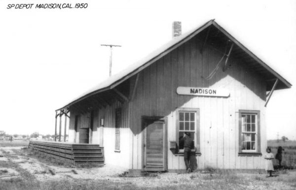Madison California SP Railroad Depot Real Photo Vintage Postcard K105303