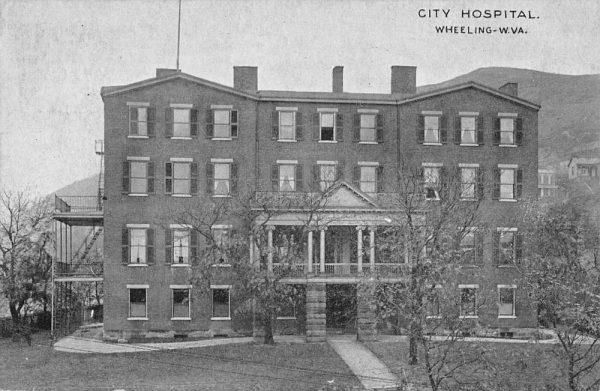 Wheeling West Virginia City Hospital Street View Antique Postcard K105313