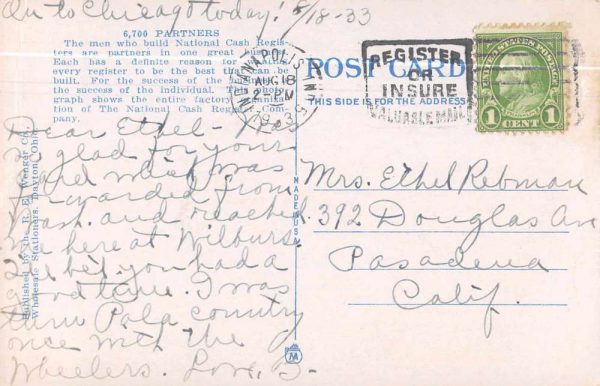 Dayton Ohio National Cash Register Co Employees Antique Postcard J80472 - Image 2