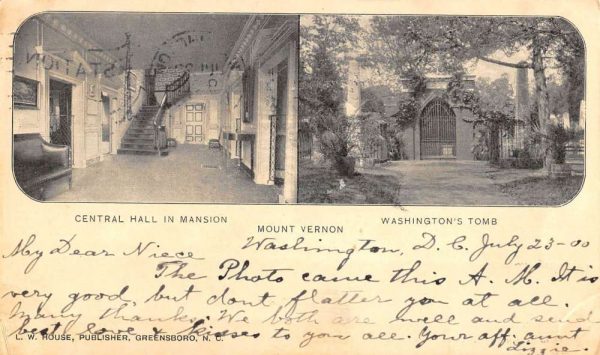 Mount Vernon Virginia Tomb Mansion Multiview Private Mail Postcard K105419