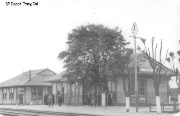 Tracy California SP Railroad Depot Real Photo Vintage Postcard K105431
