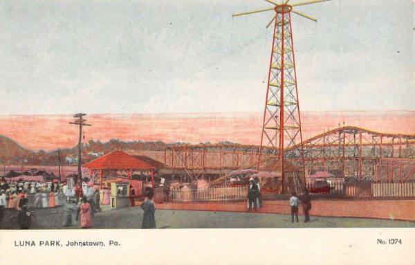 Johnstown Pennsylvania Luna Park Amusement Scene Antique Postcard K105446