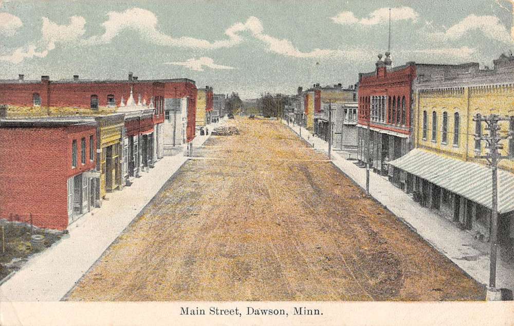 Dawson Minnesota Main Street Scene Historic Bldgs Antique Postcard