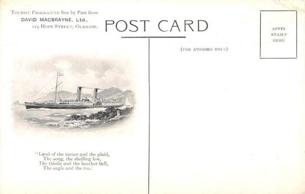 Scotland RMS Steamer Steamship Scenic View Antique Postcard J80538 - Image 2