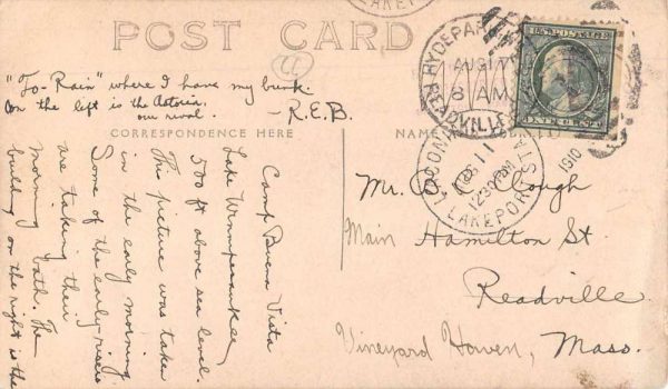 Lake Winnipesaukee New Hampshire Camp Buena Vista Real Photo Postcard J80549 - Image 2