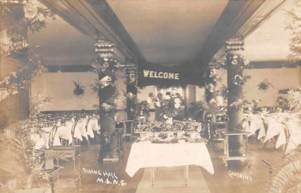 MSNS Dining Hall Thanksgiving Decorations Real Photo Antique Postcard J80564