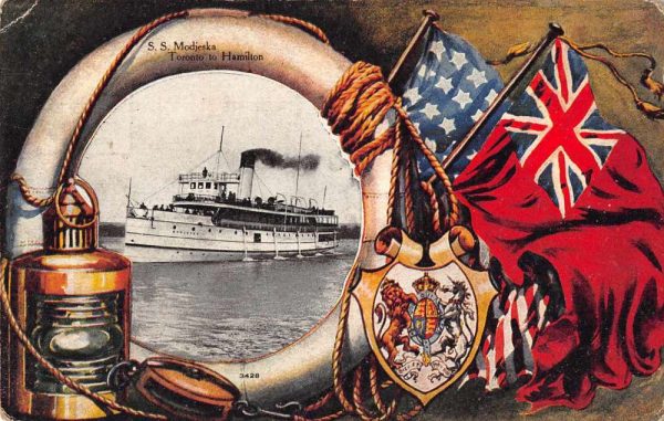SS Modjeska Steamship Toronto Flag and Lantern Border Antique Postcard J80599