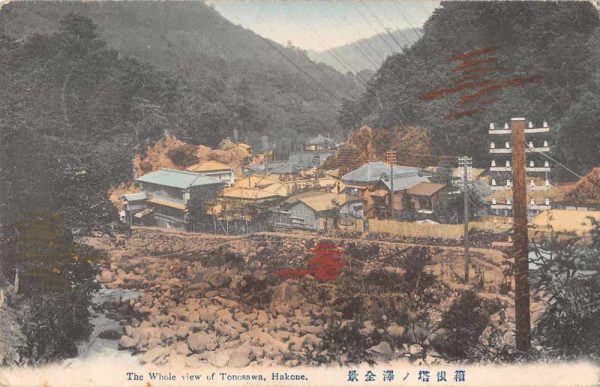 Tonosawa Hakone Japan Birds Eye View Antique Postcard J80619