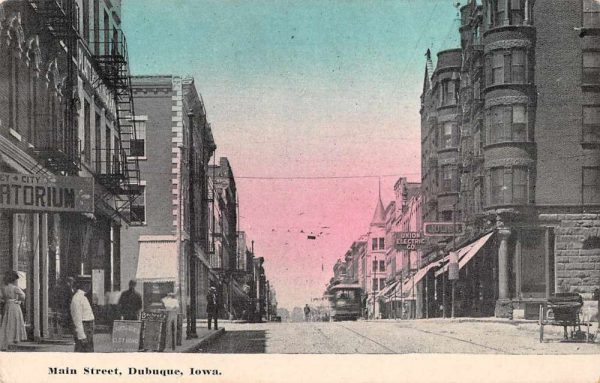 Dubuque Iowa Main Street Union Electric Co Antique Postcard J80622