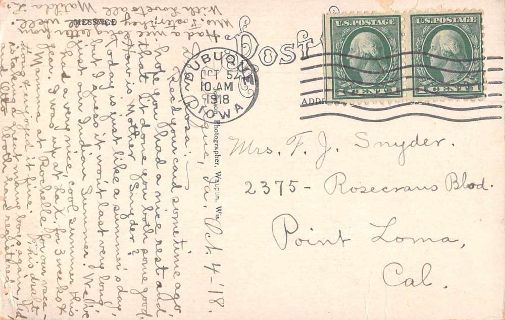 Dubuque Iowa Giant Corn Exaggeration Antique Postcard J80624 Mary L