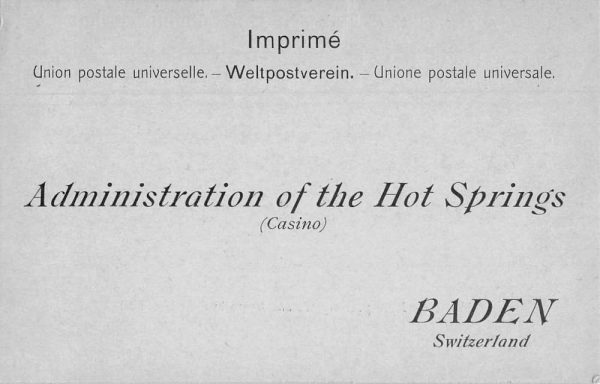Baden Switzerland Hot Sulphur Springs Birds Eye View Non Postcard Back J80660 - Image 2