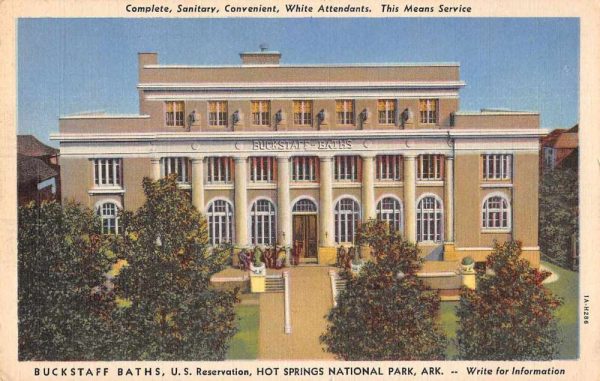 Hot Springs Arkansas Buckstaff Baths Front View Antique Postcard J80703
