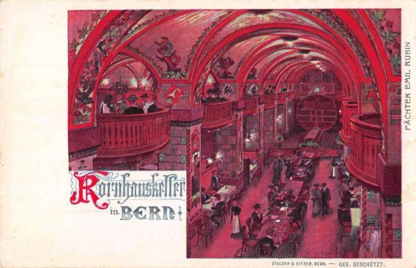 Bern Switzerland Kornhauskeller Interior Antique Postcard J80743