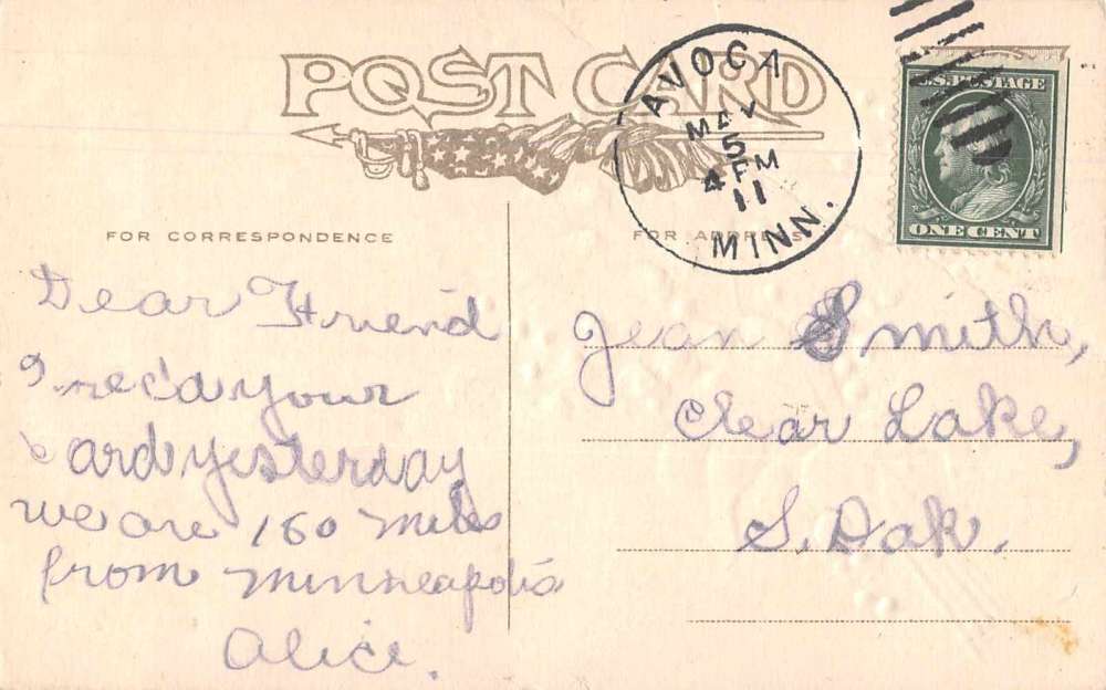Avoca Minnesota Greetings Flowers Antique Postcard J80808 - Image 2
