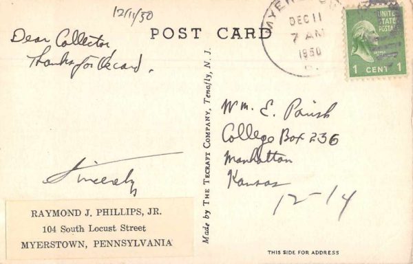 Myerstown Pennslyvania American Legion Home Exterior View Postcard J80813 - Image 2