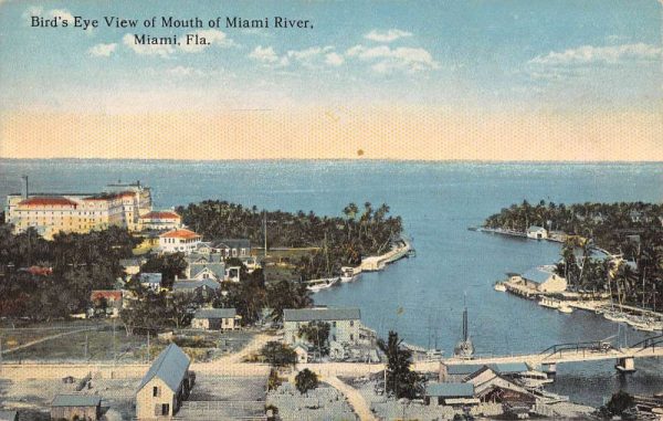 Miami Florida Mouth Of River Birdseye View Antique Postcard K105548