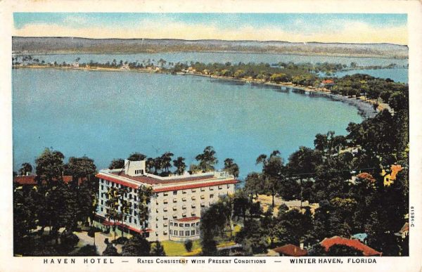 Winter Haven Florida Haven Hotel Birdseye View Antique Postcard K105554