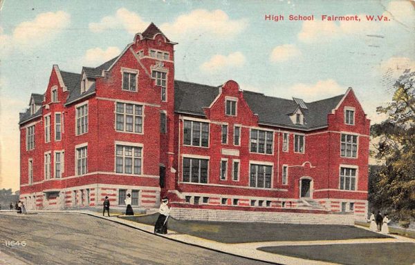 Fairmount West Virginia High School Street View Antique Postcard K105556