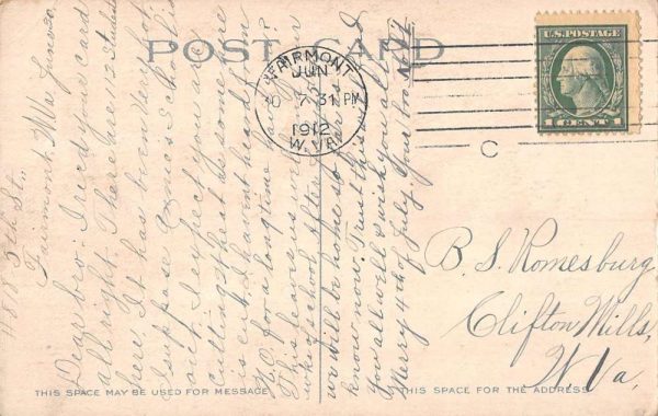 Fairmount West Virginia High School Street View Antique Postcard K105556 - Image 2