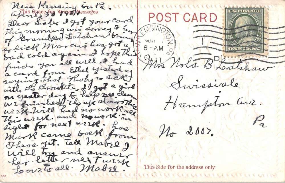 New Kensington Pennsylvania Health Happiness Swastika Antique Postcard