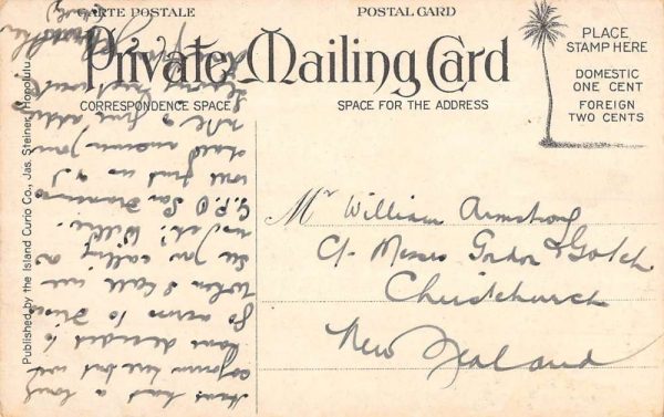 Honolulu Hawaiian Islands Court House Private Mail Antique Postcard K105584 - Image 2