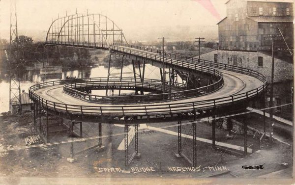 Hastings Minnesota Spiral Bridge Real Photo Antique Postcard K105591