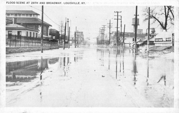 Louisville Kentucky Flood Street Scene Antique Postcard K105606