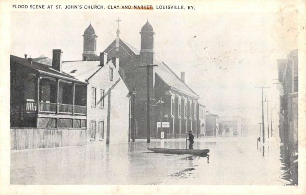 Louisville Kentucky Clay And Market Street Flood Antique Postcard K105607