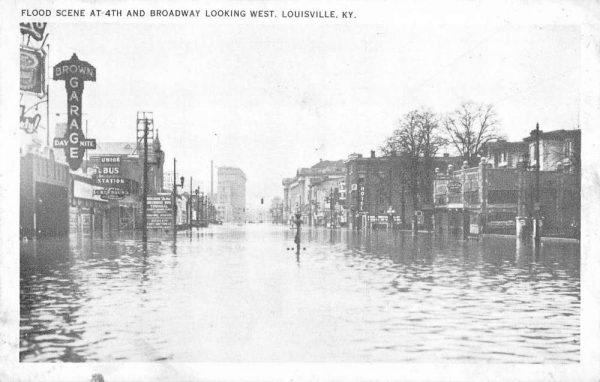 Louisville Kentucky Flood Scene At 4th Antique Postcard K105608