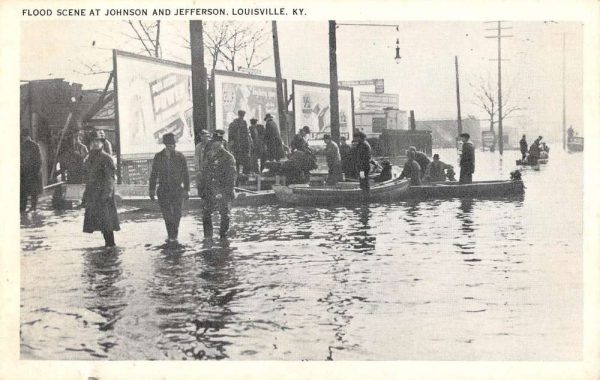 Louisville Kentucky Johnson Jefferson Flood Scene Antique Postcard K105610