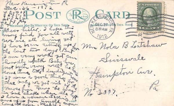 New Kensington Pennsylvania Union Spring Manufacturing Antique Postcard K105639 - Image 2