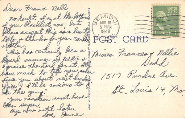 Bemidji Minnesota Large Letter Linen Antique Postcard K105677 - Image 2