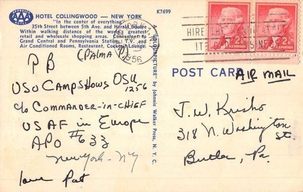 New York City Hotel Collingwood Multiview Antique Postcard K105679 - Image 2