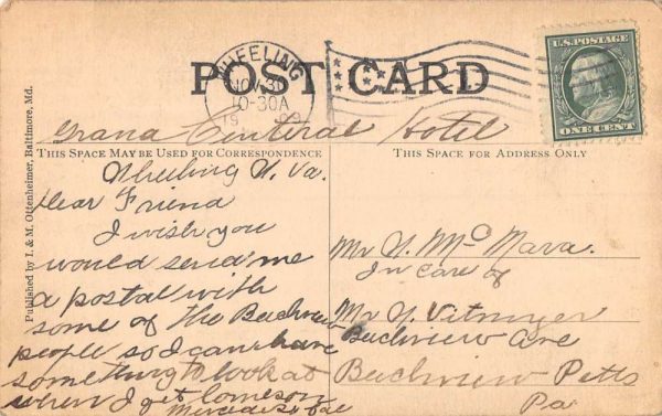 Wheeling West Virginia Entrance To Park Antique Postcard K105690 - Image 2