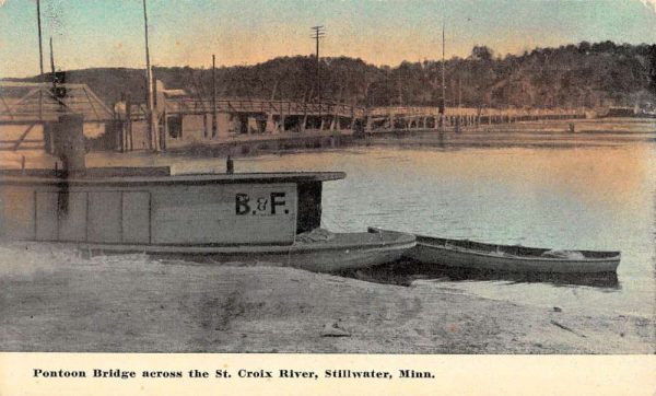 Stillwater Minnesota St Croix River Pontoon Bridge Antique Postcard K105698