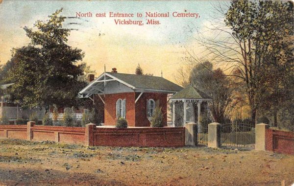 Vicksburg Mississippi National Cemetery Entrance Antique Postcard K105713