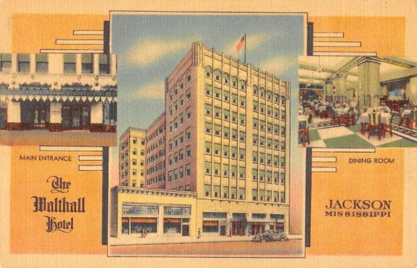Jackson Mississippi Walthall Hotel Street View Antique Postcard K105716