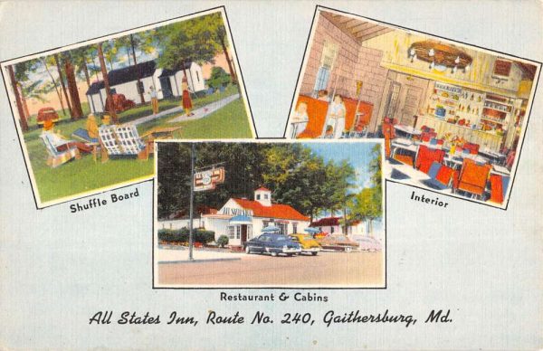 Gaithersburg Maryland All States Inn Multiview Antique Postcard K105726