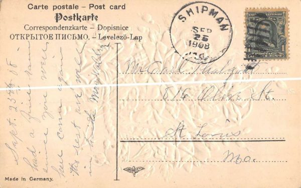 Shipman Illinois Rose Basket Greeting Antique Postcard K105752 - Image 2