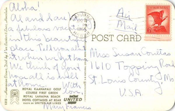Kahana Hawaii Royal Kaanapali Golf Course Antique Postcard K105756 - Image 2