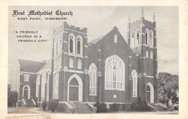 West Point Mississippi First Methodist Church Antique Postcard K105762