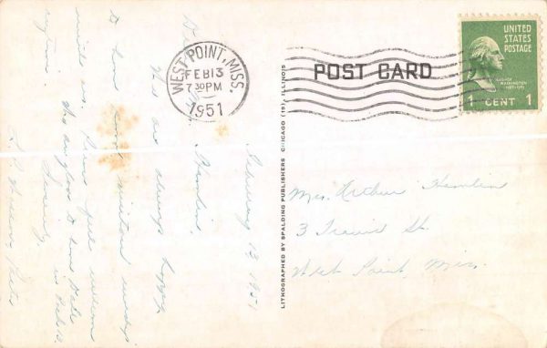 West Point Mississippi First Methodist Church Antique Postcard K105762 - Image 2