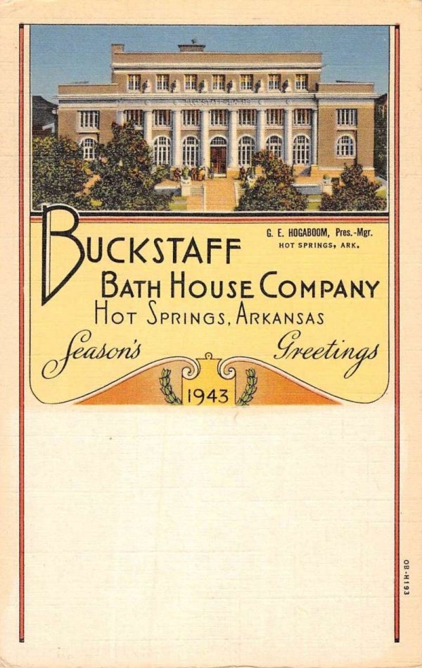 Hot Springs Arkansas Buckstaff Bath House Street View Antique Postcard K105766