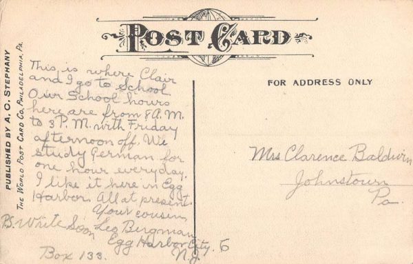 Egg Harbor City New Jersey Public School Street View Antique Postcard K105800 - Image 2