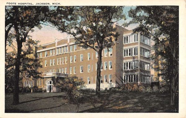 Jackson Michigan Foote Hospital Street View Antique Postcard K105869
