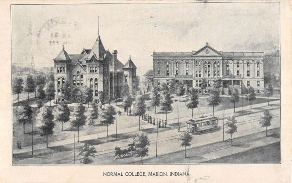 Marion Indiana Normal College Birdseye View Antique Postcard K105894