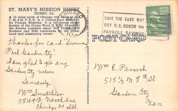 Techny Illinois St Marys Mission House Guest House Antique Postcard K105901 - Image 2