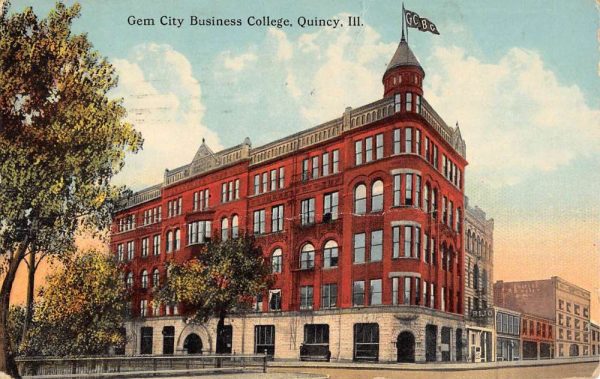 Quincy Illinois Gem City Business College Antique Postcard K105902